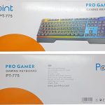 PT-775 Light RGB Arabic and English Words Gaming Keyboard - Black White